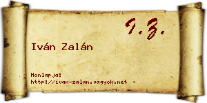 Iván Zalán névjegykártya