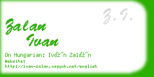 zalan ivan business card